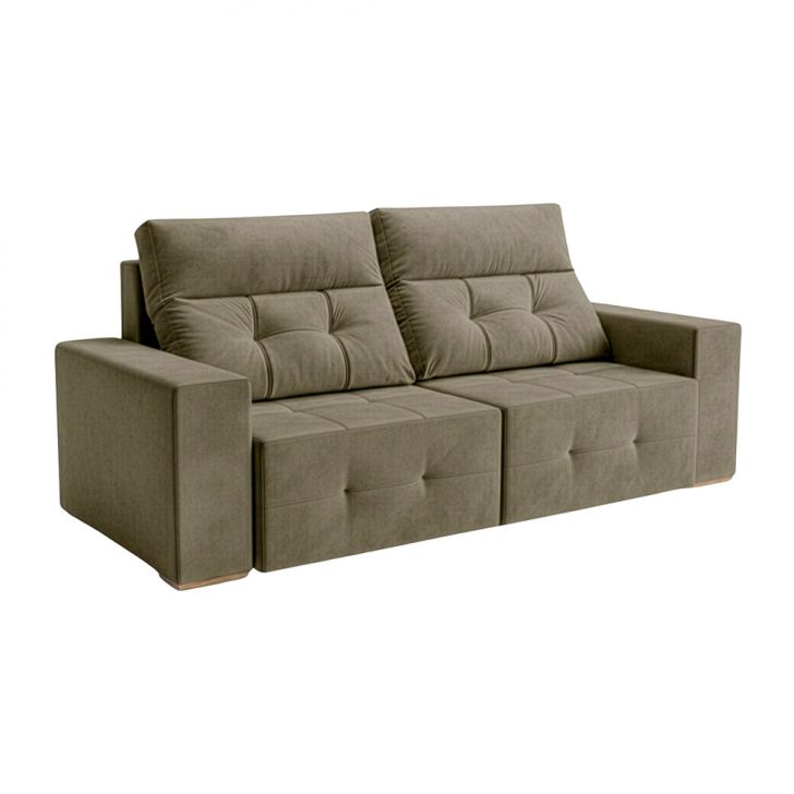 Sofá 3 Lugares Retrátil E Reclinável Roma Suede Bege