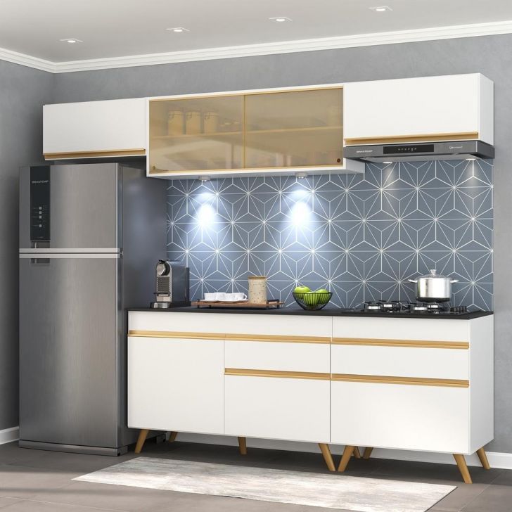 Cozinha Completa 5 peças com Leds MP2033 Veneza Up Multimóveis Branca