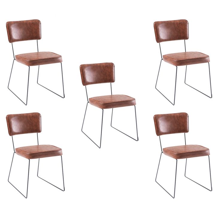 Kit 5 Cadeiras de Jantar Decorativa Base Aço Preto Luigi PU Caramelo G17 - Gran Belo