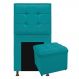 Kit Cabeceira e Calçadeira Copenhague 90 cm Solteiro Suede Azul Turquesa - Amarena Móveis