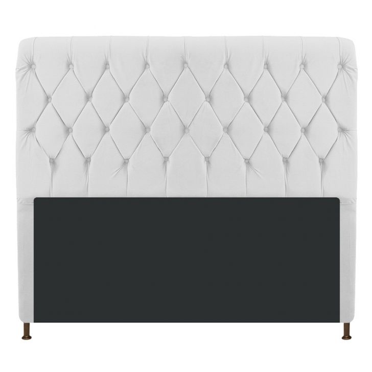 Cabeceira Estofada Cristal 195 cm King Size Com Capitonê Corano Branco - Amarena Móveis
