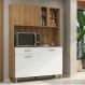 Kit Cozinha Viena Completa com Armários Estantes e Nichos para Utensílios e Eletrodomésticos Branco Ripado