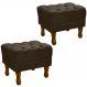 Kit 2 Puff Puf Retro Capitone 52x44cm Suede Marrom MPassos