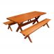 Conjunto Mesa 2m 2 Bancos | Banquetas Sem Encosto Madeira Maciça Angelim