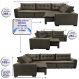 Sofa de Canto Retrátil e Reclinável com Molas Cama inBox Oklahoma 3,65X2,51 ou 2,51X3,65 Café