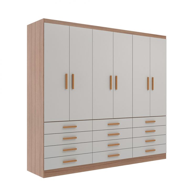 Guarda-roupa Casal New Monaco 6 Portas 12 Gavetas Branco E Demolição