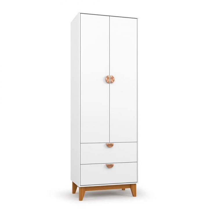 Guarda-Roupa Infantil Magia 2 Portas 2 Gavetas Branco e Amadeirado