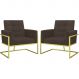 2 Poltronas com Base de Ferro Dourada Reforçada para Recepção MOBLAN decor