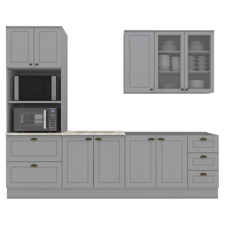 Cozinha Modulada 5 Pecas 272 cm CE377 Americana Cinza Calcare Henn