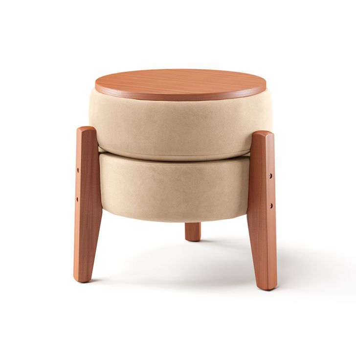 Puff Frapê Suede Bege 47 cm