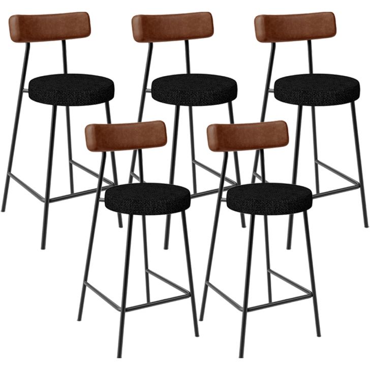 Kit 05 Banquetas Baixa Cozinha Sala De Jantar Milão L02 Couríssimo Marrom Linho Chumbo - Lyam Decor