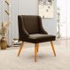 Cadeira Decorativa Sala de Jantar Pés Palito de Madeira Firenze Suede Marrom/Natural G19 - Gran Belo
