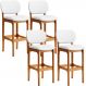 Kit 04 Banquetas Alta Para Cozinha Madeira Fixa Betta L02 Imbuia Facto Branco - Lyam Decor