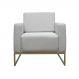 Poltrona Decorativa Leticia Slim Com Base de Metal Linho Cinza - DS Estofados