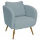 Poltrona Decorativa Dana Pés Palito Madeira Castanho Bouclé Azul Claro - Nexta Casa