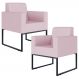 Kit 02 Poltronas Decorativas para Sala Recepção Base Fixa De Metal Helô L02 Suede Rosê - Lyam Decor