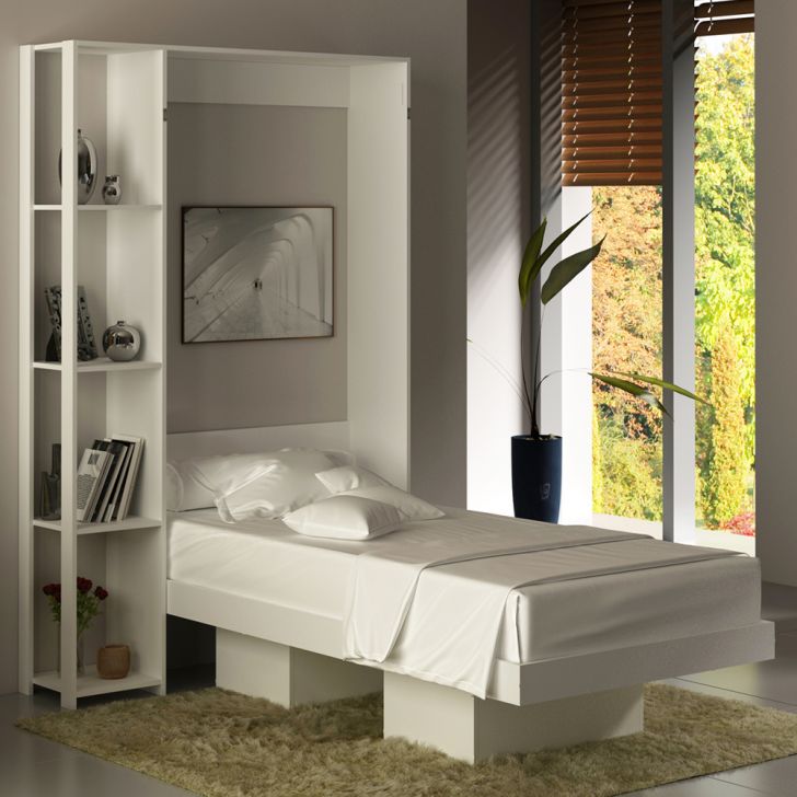 Cama Retratil De Parede Solteiro CM8013 Branco Tecno Mobili