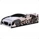 Mini Cama Infantil Carro Corrida Speedy MDF Montessoriana Proteção Lateral Decoração Kids Tema Quarto Menino - Branco/Preto – RPM