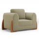 Poltrona Decorativa Living Bloom com Pés de Madeira Bouclê Bege - Desk Design