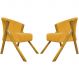 Kit 2 Poltronas Decorativa Para Sala Recepção You Suede Mostarda Braça Amadeirada