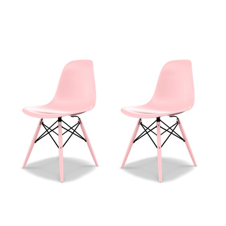 Conjunto com 2 Cadeiras Eames DSW Rosa