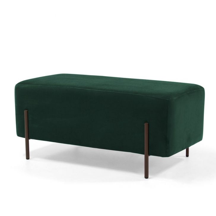 Puff Decorativo 90cm Base Aço Status B-303 Veludo Verde Musgo - Domi