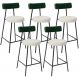 Kit 05 Banquetas Baixa Bar Cozinha E Sala Jantar Milão L02 Facto Verde Linho Champagne - Lyam Decor