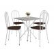 Conjunto de Mesa Quadrada com Tampo Granito e 4 Cadeiras Léia Revestimento Sintético Branco e Cacau
