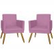 Combo 02 Poltrona Decorativa Pés Palito Nina Estilo Matelassê Rosa - DS Estofados
