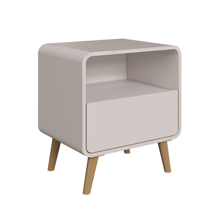 Mesa De Cabeceira Curve 1 Gaveta Bege