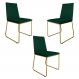 Kit 3 Cadeiras de Jantar Estofada Lille Base Gold Veludo Verde - Montanaris Decor