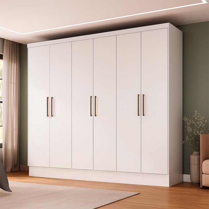 Guarda-roupa Casal Marine 6 Portas 2 Gavetas Branco