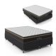 Cama Box Queen Bipartido + Colchão Paris Molas Ensacadas Pocket - 61x158x198cm - Couro Preto