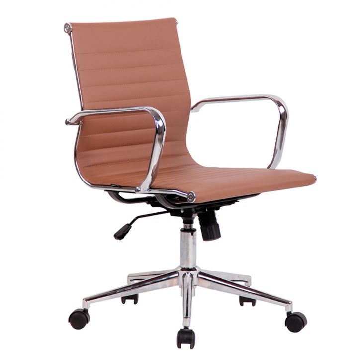 Cadeira de Escritório Secretária Sevilha II Estofada Marrom Claro