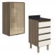 Armario Aereo Vidro Balcao 4G 40 cm MDF Kali Carvalho Toq Off White Cetim Nicioli