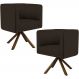 Kit 02 Poltronas Decorativa Base Giratória de Madeira Betina D02 Corano Marrom C-34 - Lyam Decor