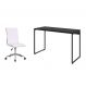 Conjunto de Mesa Studio Preta 120 cm com Cadeira de Escritório Secretária Giratória Marilyn Branca