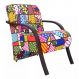 Poltrona Para Sala de Espera Recepção Romero Brito Em Suede Com Braços de Madeira Decorativa Confortável Até 120 kg - PSM