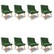 Kit 8 Cadeiras Estofadas para Sala de Jantar Pés Palito Lia Suede Verde - Ibiza