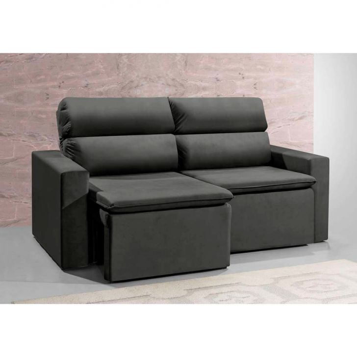 Sofá 3 Lugares Retrátil E Reclinavél Hanôver Suede Grafite 180 Cm