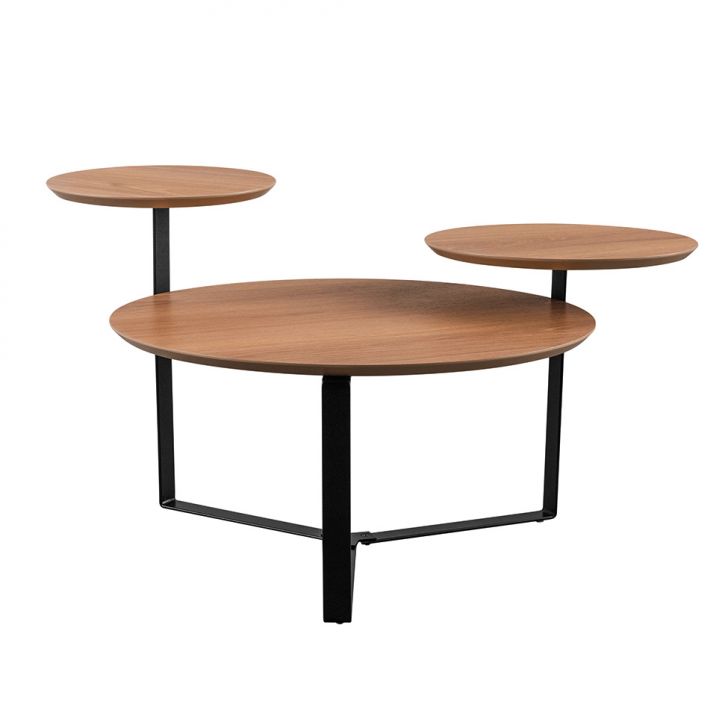 Mesa de Centro Redonda Complementos Hanover e Preta 83 cm