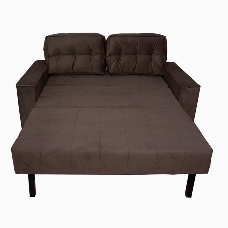 Image of Sofá-cama 3 Lugares Casal Murilo Veludo Marrom Escuro PLA-SO964UP02PVHMOB
