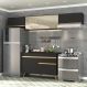 Cozinha Compacta 4 pç c/ Armário e Balcão MP3698 Veneza GB Preta