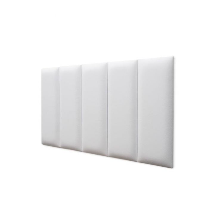 Placas Cabeceira Modulada Adesiva Solteiro Estofada 100cm x 60cm Kit 5 Placas - Courino Branco