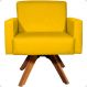 Poltrona Decorativa Para Sala Hope Base Giratória Suede Amarelo Pé Castanho