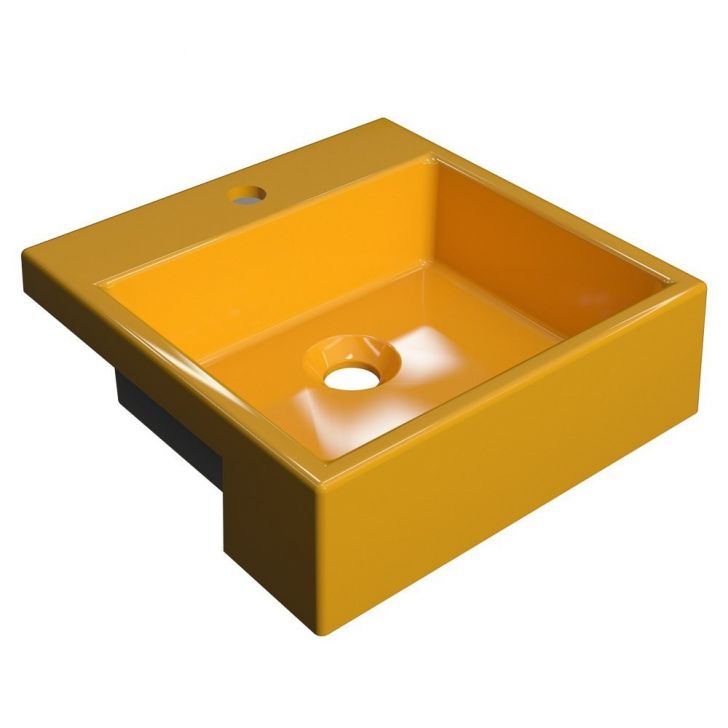 Cuba Pia Semi Encaixe para Banheiro Quadrada Kuad 355 C08 Amarelo - Mpozenato