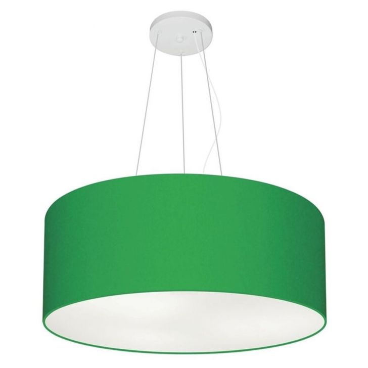 Pendente Cilíndrico Md-4047 Cúpula em Tecido 50x21cm Verde Folha - Bivolt