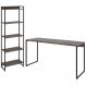 Kit Estante Areta 5 Prateleiras com Mesa Industrial Aspen 150cm C01 Carvalho Dark - Lyam Decor
