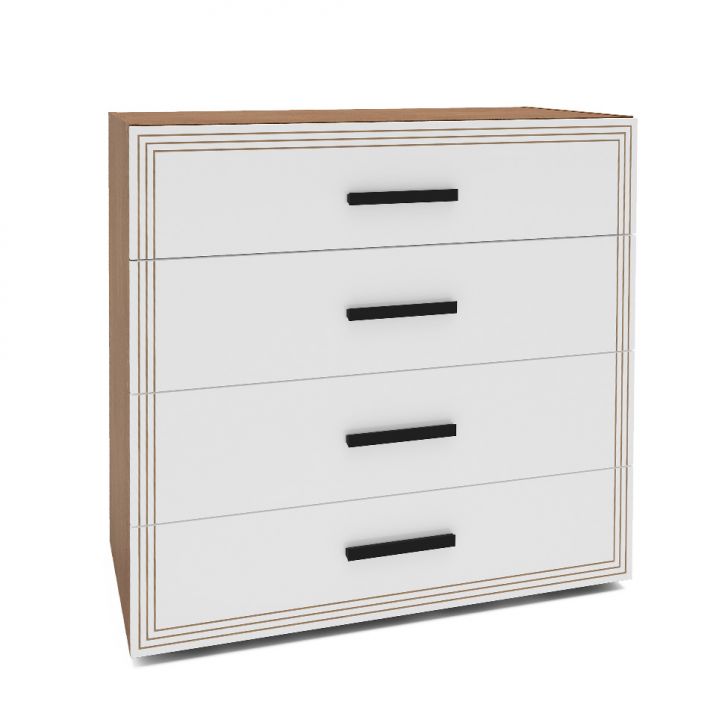 Cômoda Valência 4 Gavetas Branca e Freijó