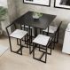 Conjunto Mesa Preta 4 Cadeiras Pequena Estofado Industrial Black e Laca Branca